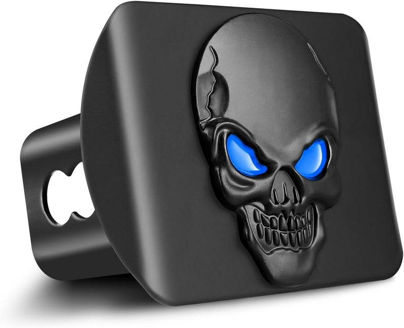 OGYE Metal Skull 3D Emblem Hitch Cover Fits 2" Receivers(with 5/8" Pin Dia Anti-Theft Trailer Hitch Lock,Blue Eye) - Image 2